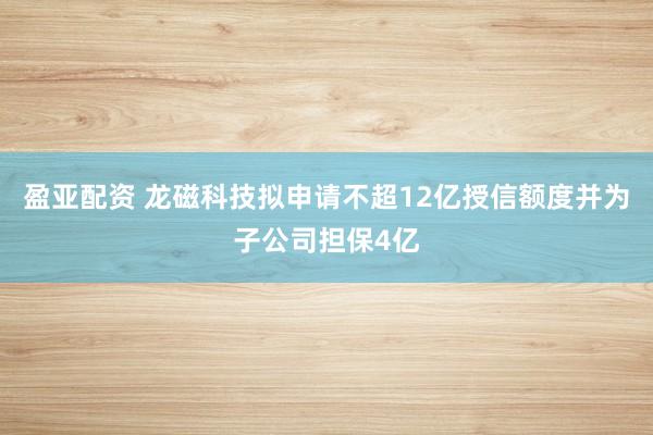 盈亚配资 龙磁科技拟申请不超12亿授信额度并为子公司担保4亿