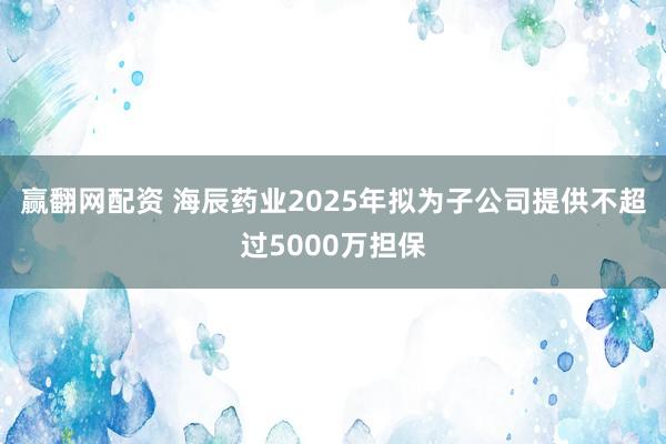 赢翻网配资 海辰药业2025年拟为子公司提供不超过5000万担保